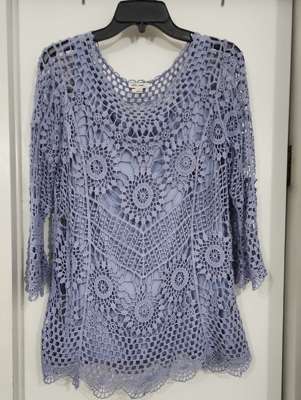 Ultra Pink Crochet Lace Tunic - Lavender Blue